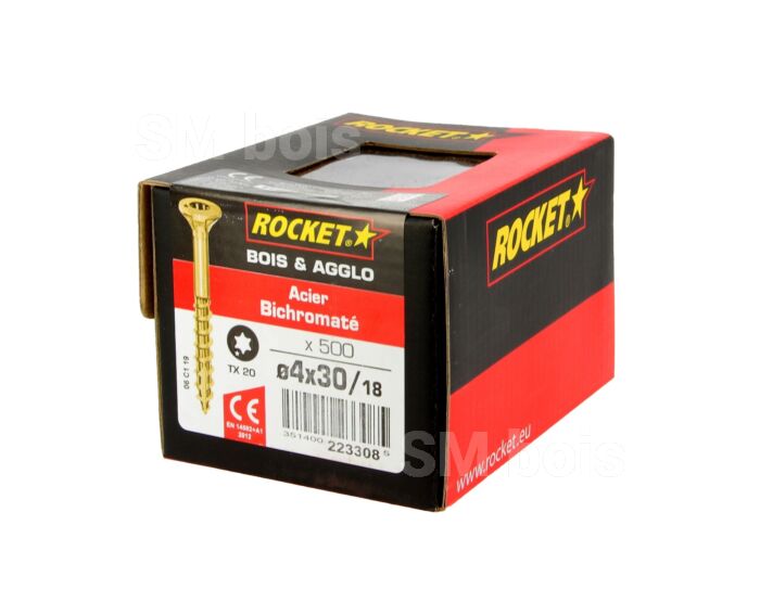 Rocket vis bois et agglo étoile acier inoxydable A2 boite carton